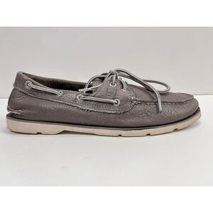 Sperry Mens Top-Sider Leather LEEWARD 2-EYE Boat Shoes Taupe Grey Size 9M